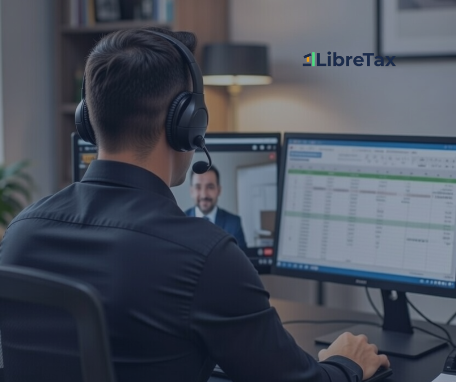 asesoria-autonomos-libretax Asesor fiscal en una consulta online con un cliente.