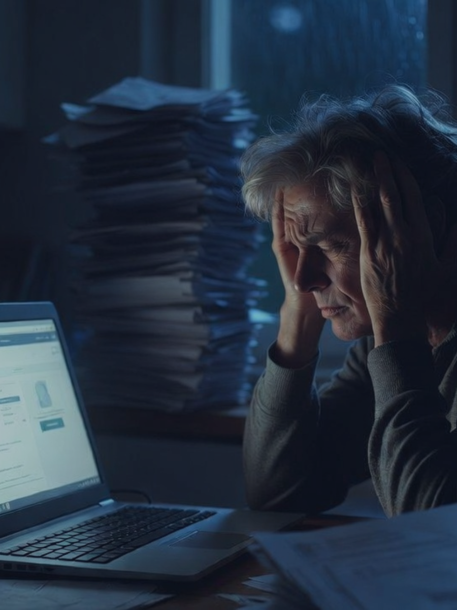 Contribuyente revisando el borrador de la declaración de la renta 2025 en el ordenador para evitar errores antes de confirmarlo.