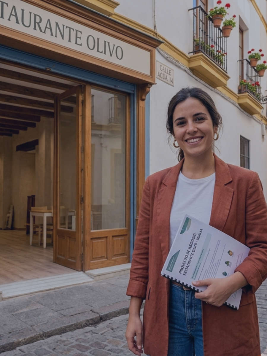 Emprendedor con plan de negocio en la mano preparado para capitalizar el paro y montar su propio negocio en Andalucía